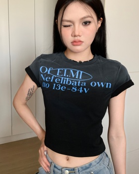 Summer printing gradient retro short sleeve T-shirt