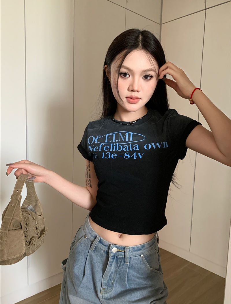 Summer printing gradient retro short sleeve T-shirt