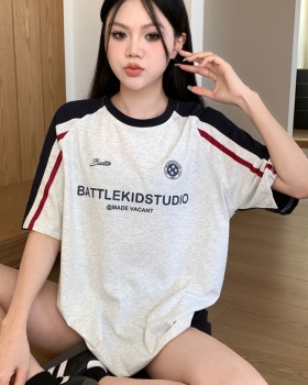 American style loose short sleeve retro T-shirt for women