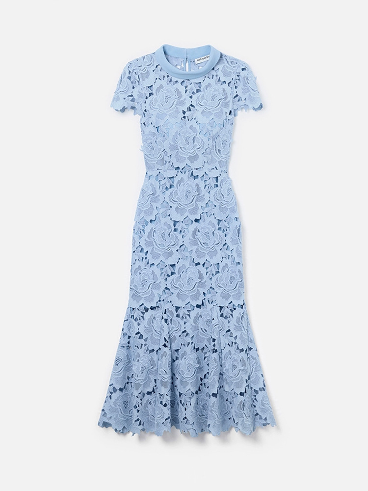 Temperament slim blue summer ladies show young mermaid dress