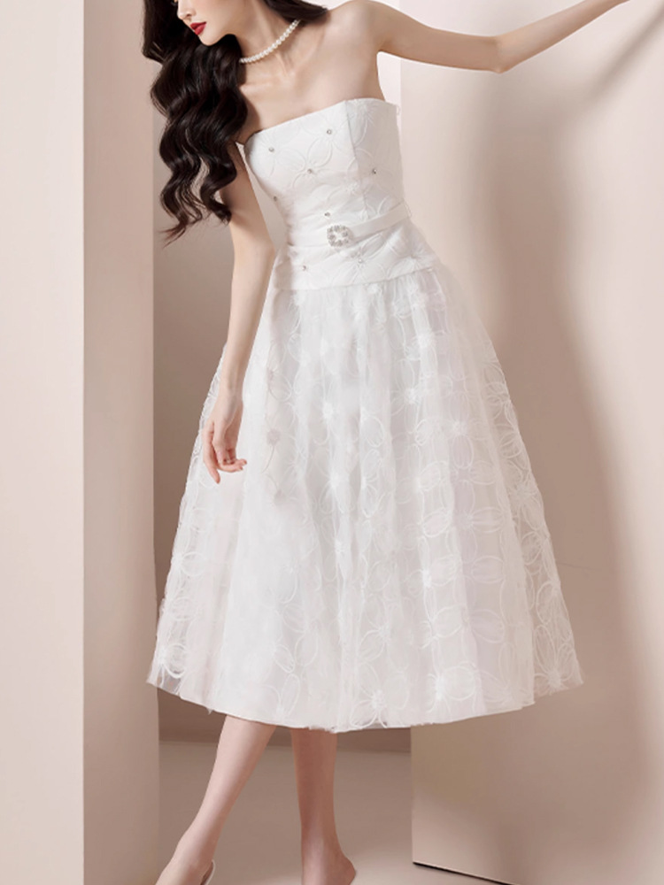 Wrapped chest pinched waist summer slim dress for women
