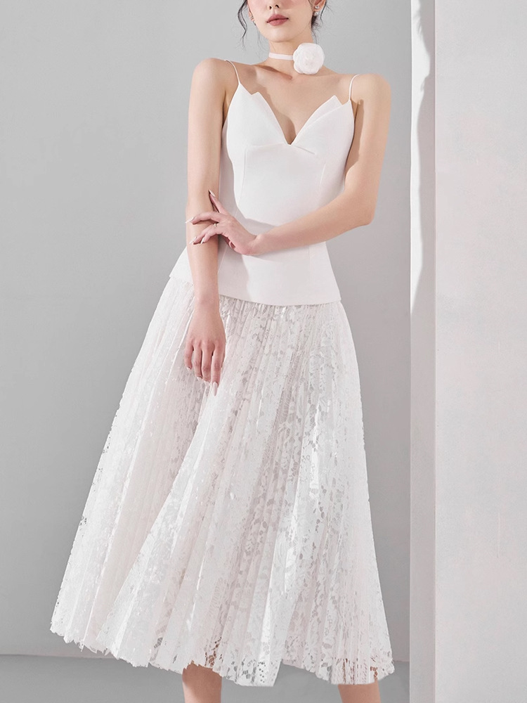 Ladies elegant sling dress summer lace long dress for women