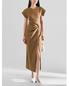 Chouzhe crimp round neck temperament sector dress
