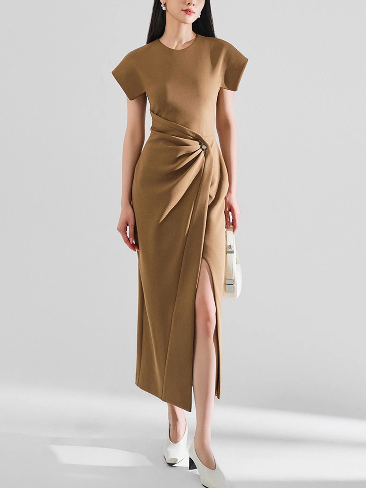 Chouzhe crimp round neck temperament sector dress