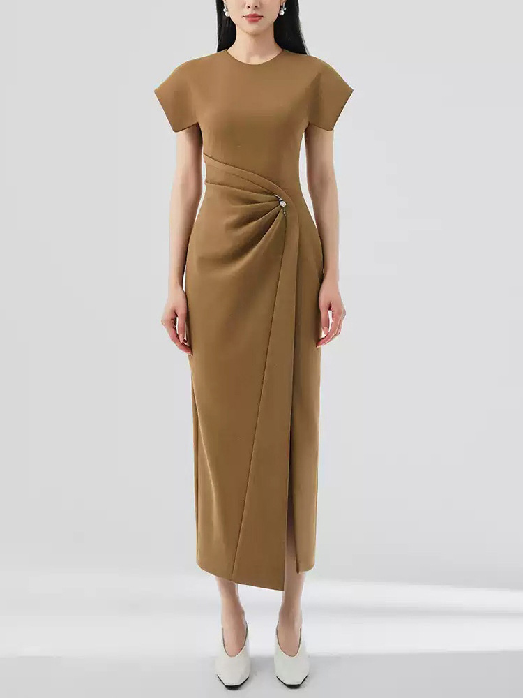 Chouzhe crimp round neck temperament sector dress