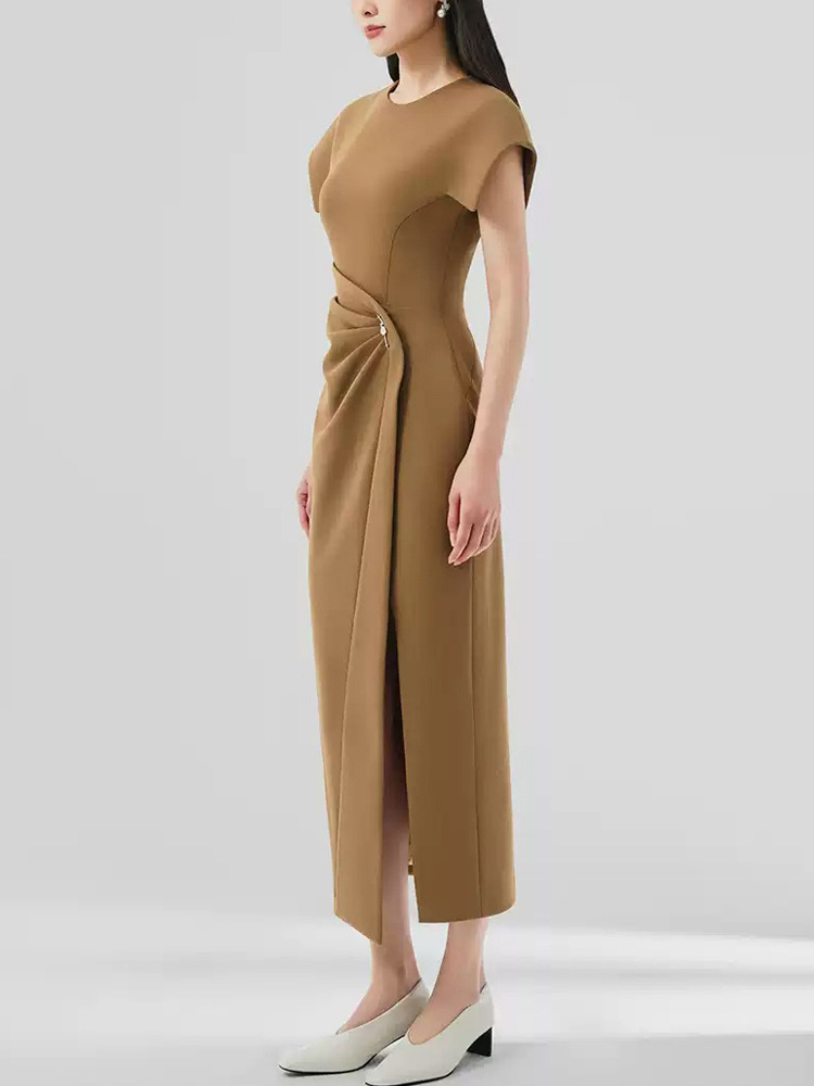 Chouzhe crimp round neck temperament sector dress