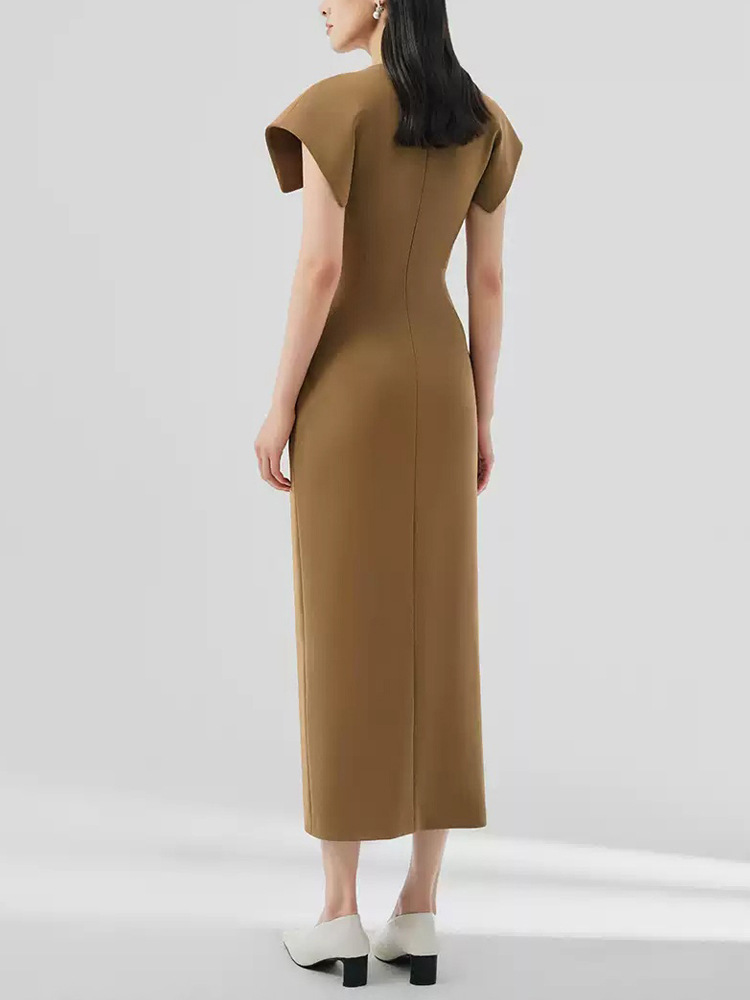 Chouzhe crimp round neck temperament sector dress