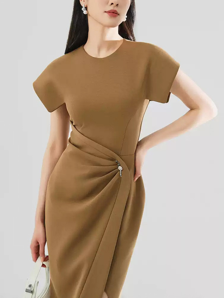 Chouzhe crimp round neck temperament sector dress