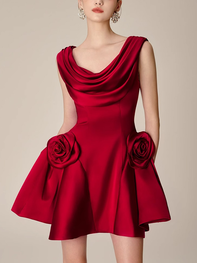 Sexy enticement flowers ladies small skirt France style dress