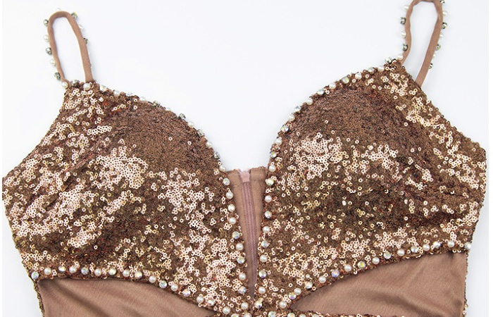 Sequins gold light luxury evening dress for women