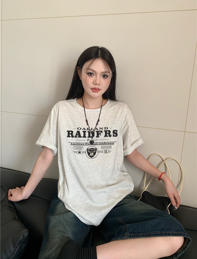 Loose summer printing short sleeve T-shirt for women