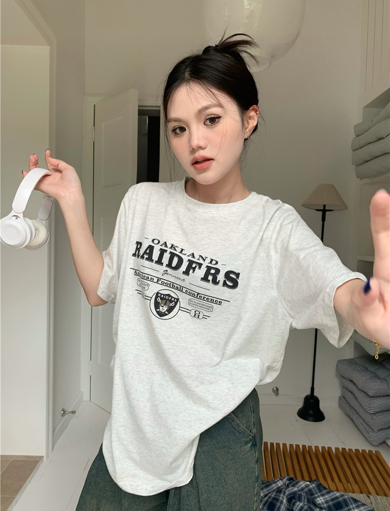 Loose summer printing short sleeve T-shirt for women
