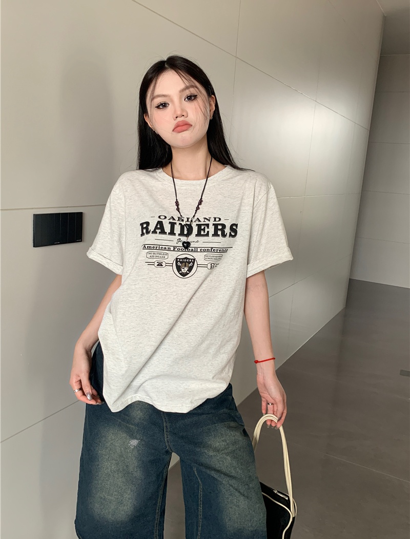Loose summer printing short sleeve T-shirt for women