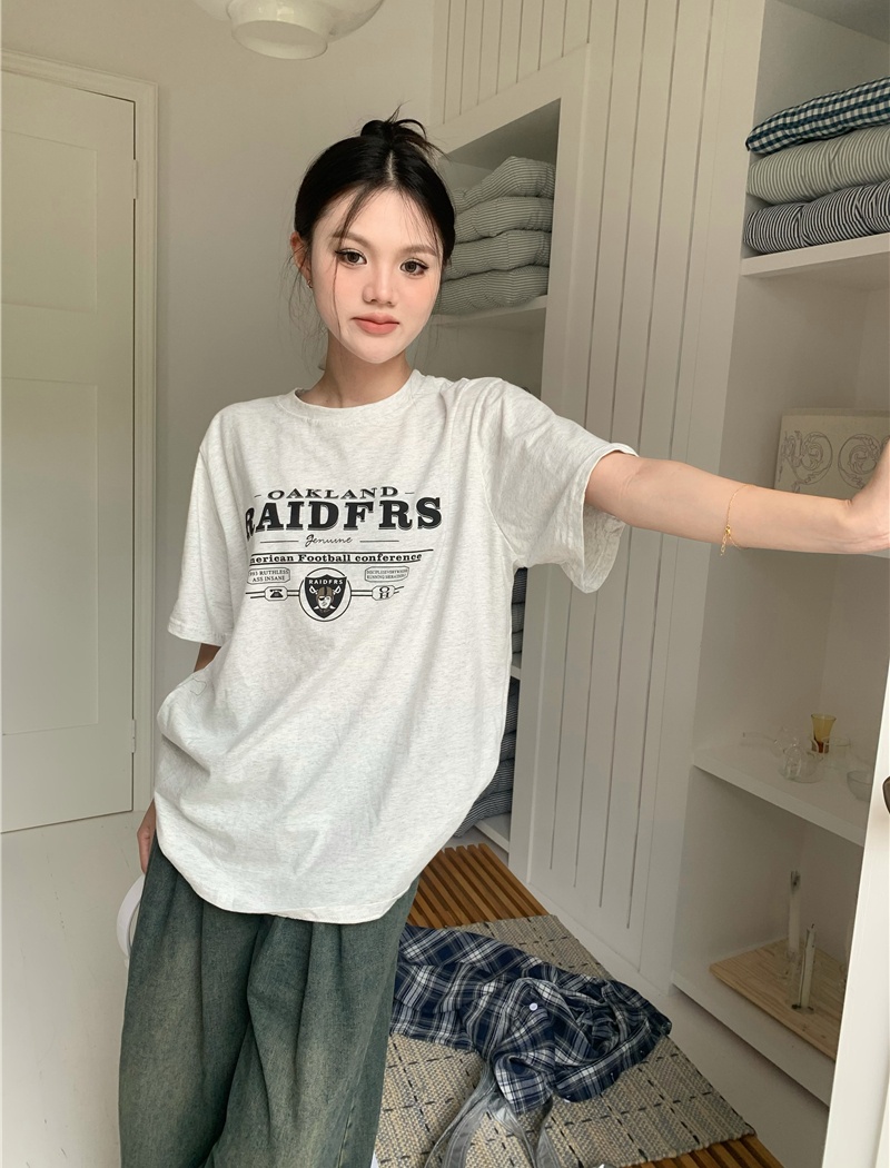 Loose summer printing short sleeve T-shirt for women