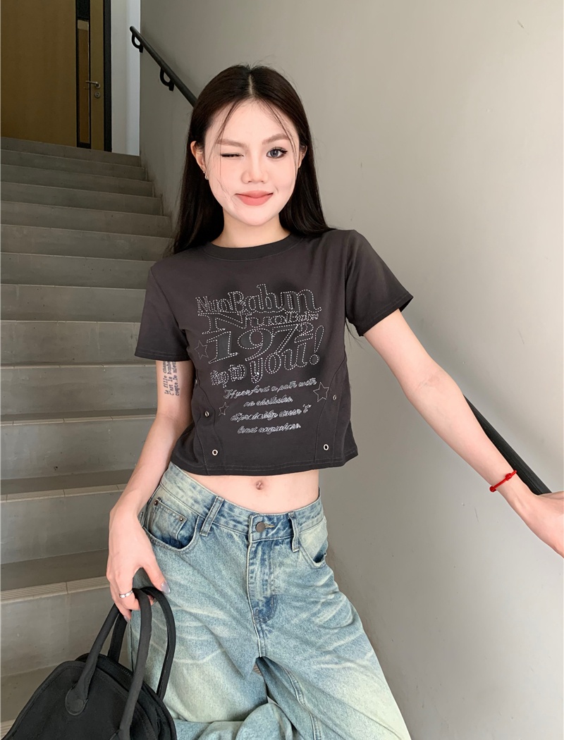Short sleeve spicegirl American style retro short T-shirt