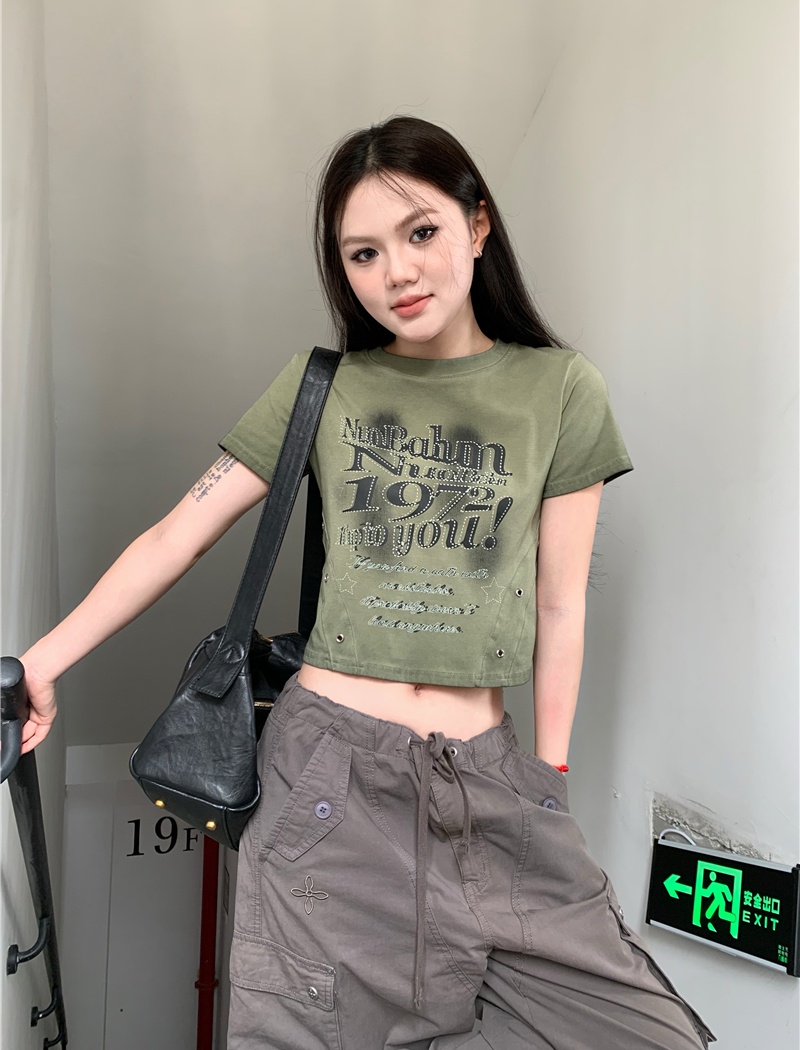 Short sleeve spicegirl American style retro short T-shirt