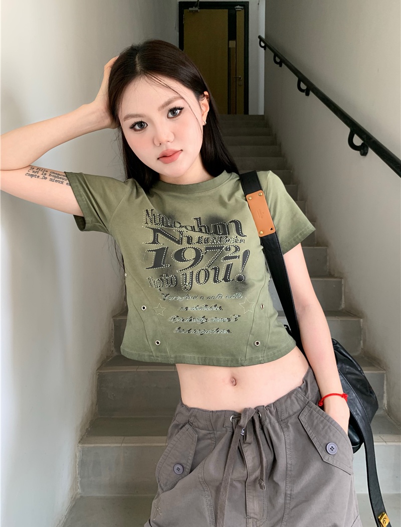 Short sleeve spicegirl American style retro short T-shirt