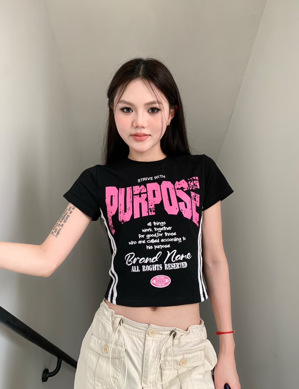 Summer Casual printing slim letters T-shirt