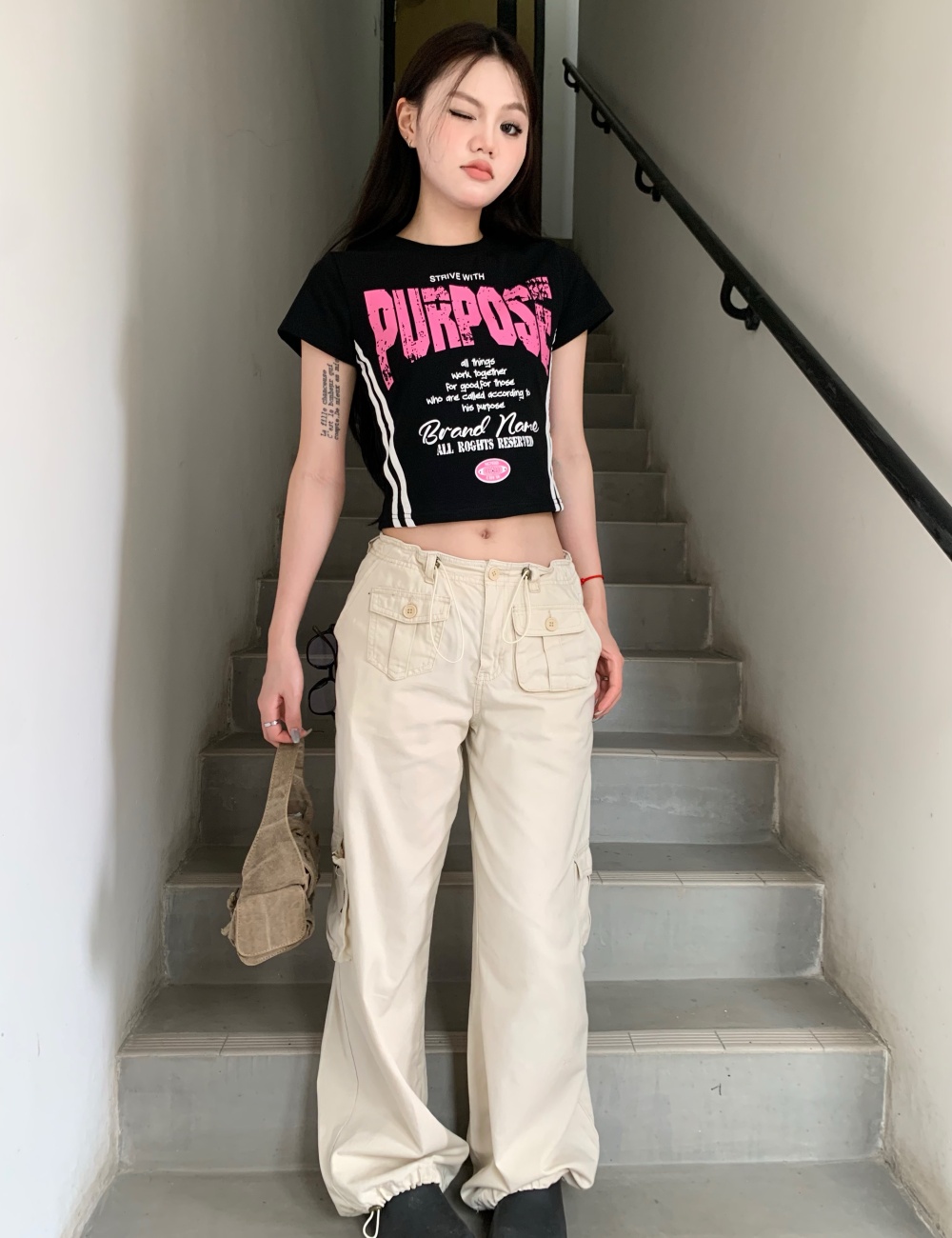 Summer Casual printing slim letters T-shirt