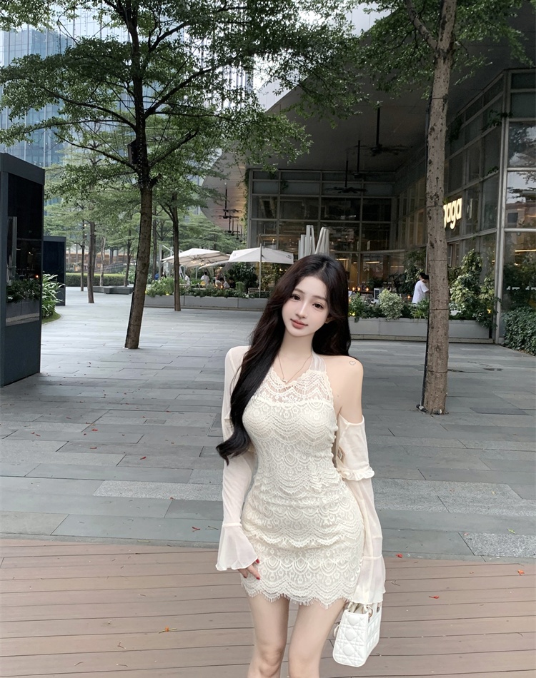 Package hip halter spicegirl short lace slim dress