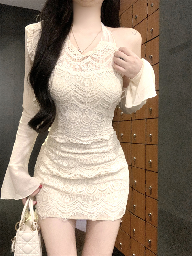 Package hip halter spicegirl short lace slim dress