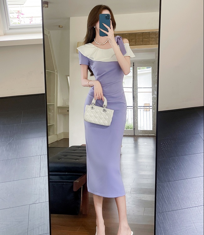 Mixed colors fashion long dress slim summer dress