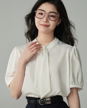 Satin profession white streamer niche shirt for women