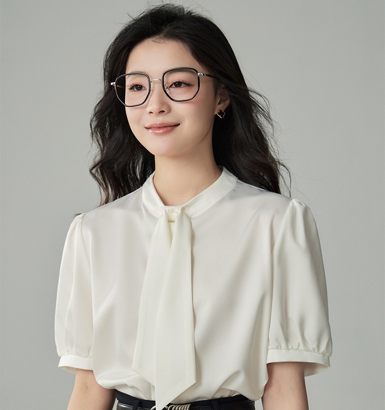 Satin profession white streamer niche shirt for women