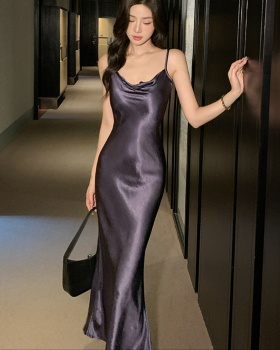 Summer satin dress sling mermaid long dress