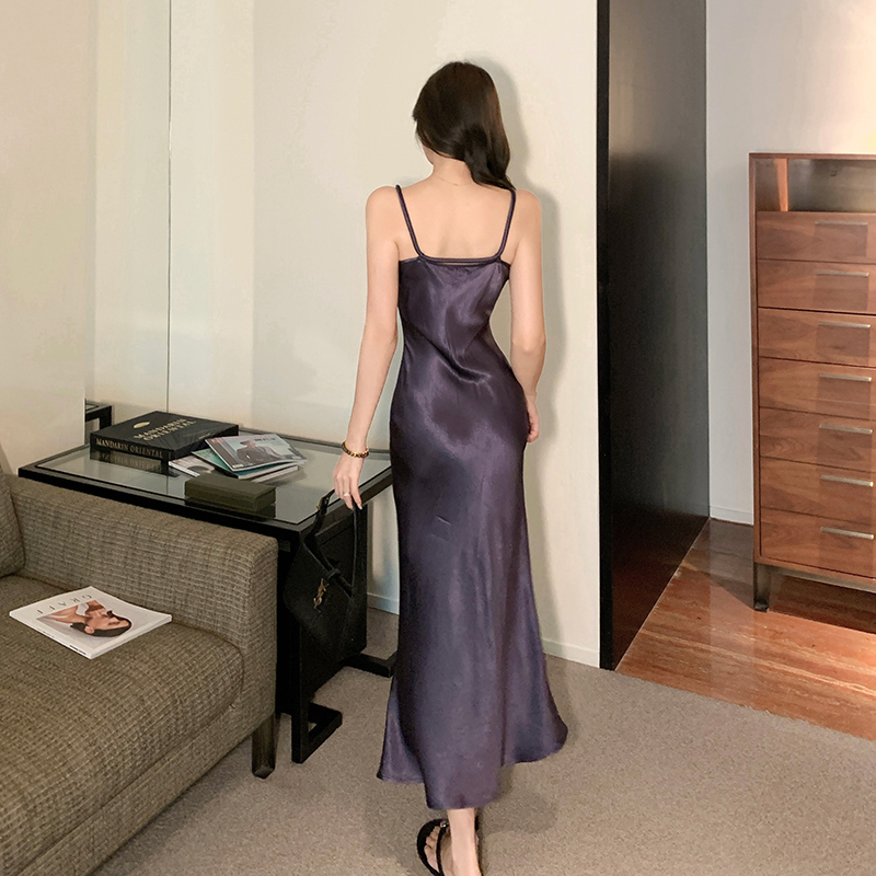 Summer satin dress sling mermaid long dress