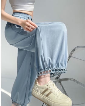 Summer hollow bloomers lace ice silk nine pants for women