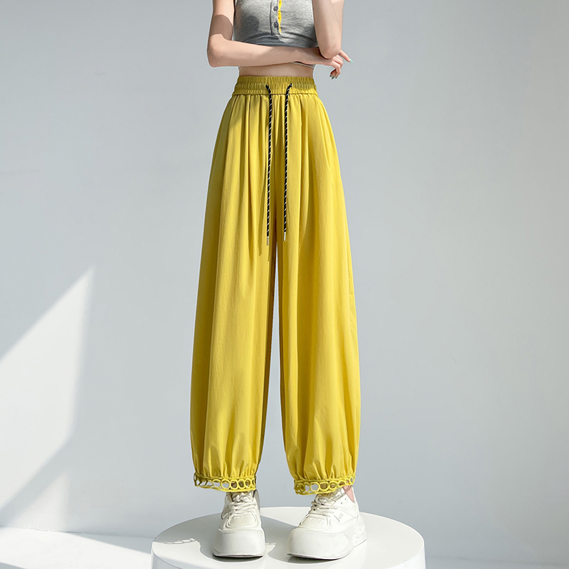 Summer hollow bloomers lace ice silk nine pants for women