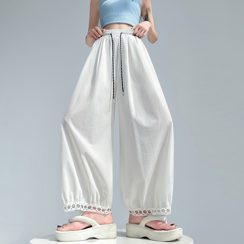 Summer hollow bloomers lace ice silk nine pants for women