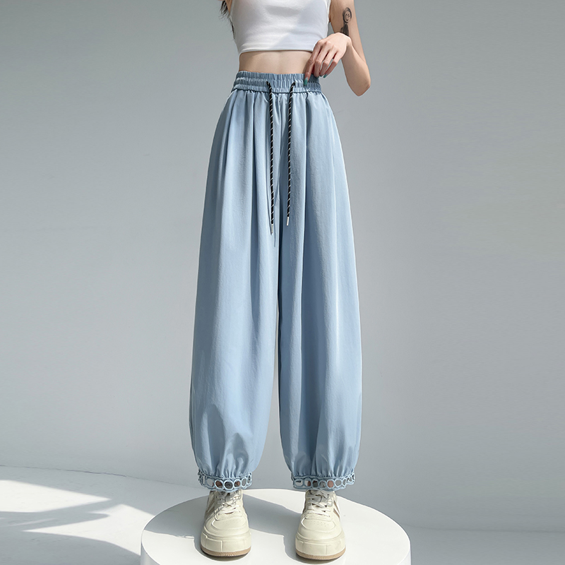 Summer hollow bloomers lace ice silk nine pants for women