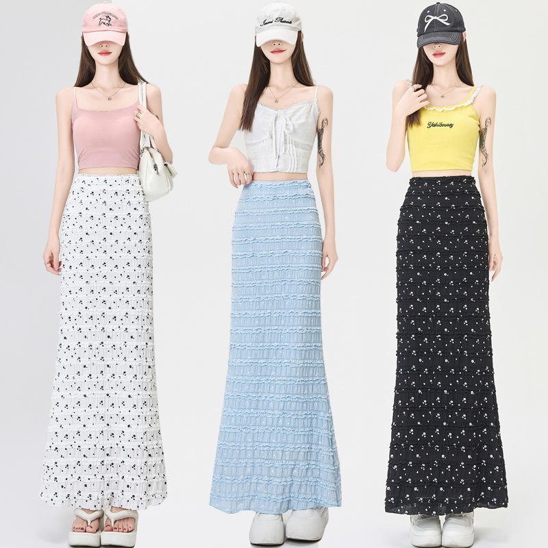 High waist white long skirt mermaid skirt for women