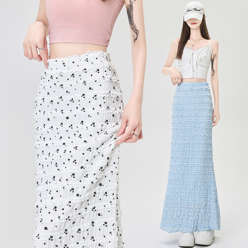 High waist white long skirt mermaid skirt for women