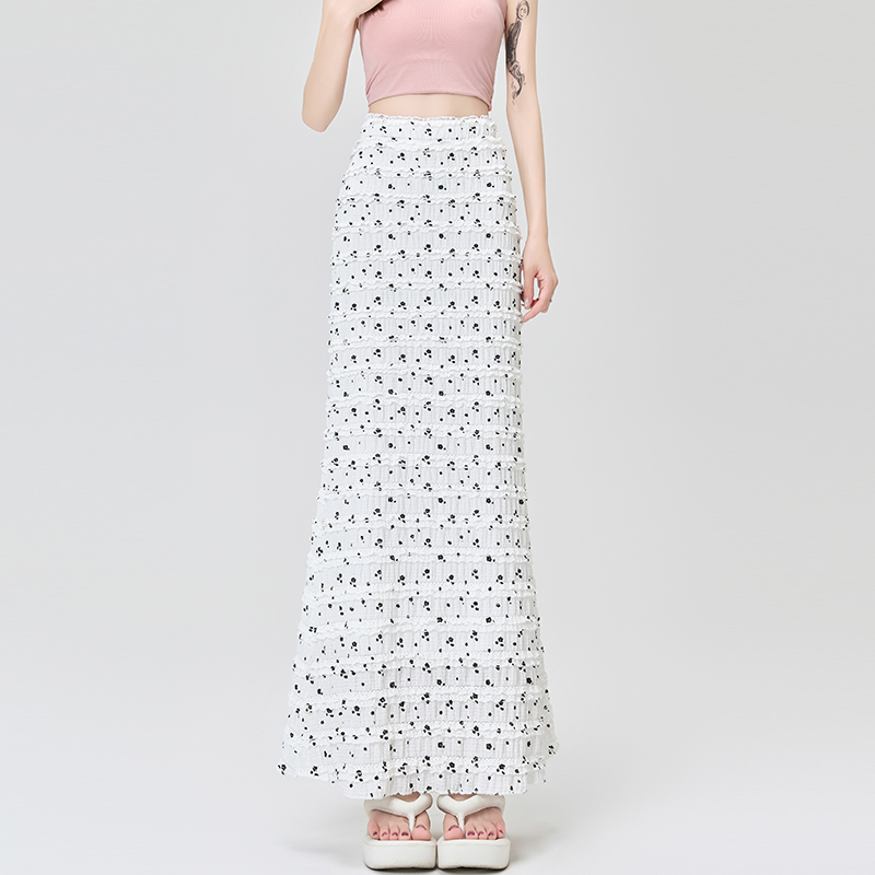 High waist white long skirt mermaid skirt for women