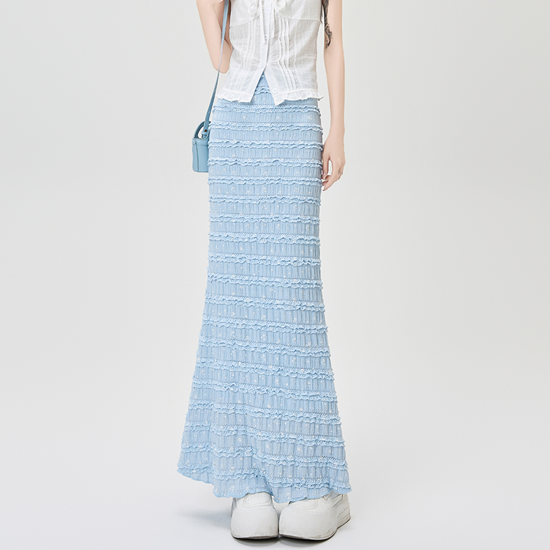 High waist white long skirt mermaid skirt for women