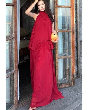 Chiffon streamer long skirt vacation tops a set