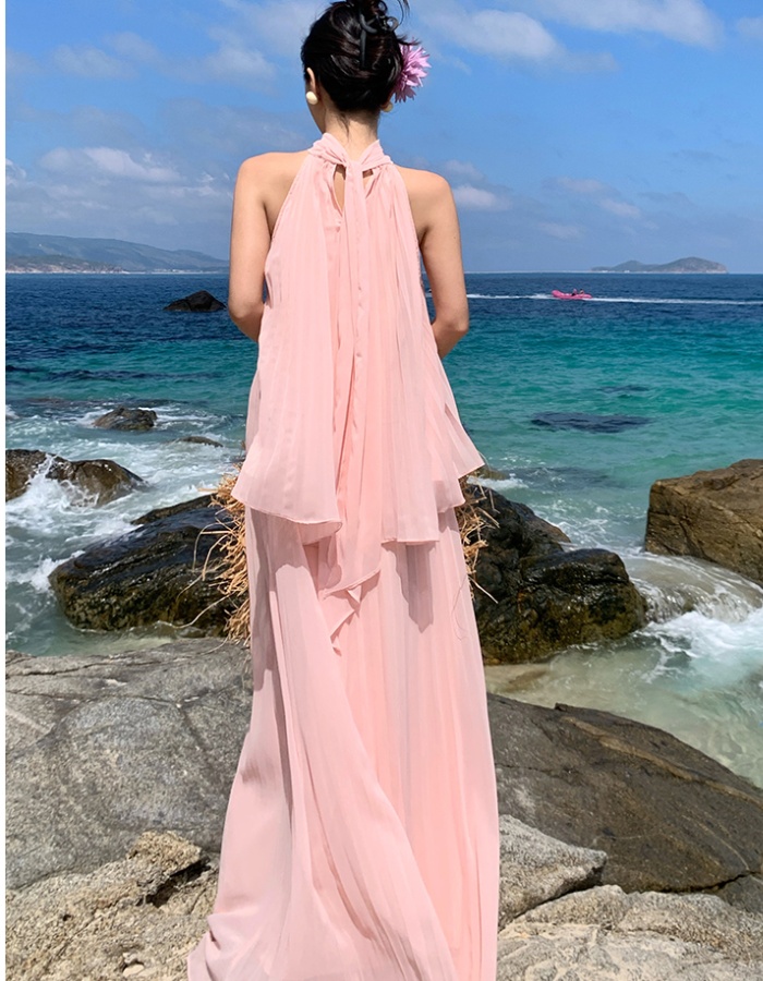 Chiffon streamer long skirt vacation tops a set