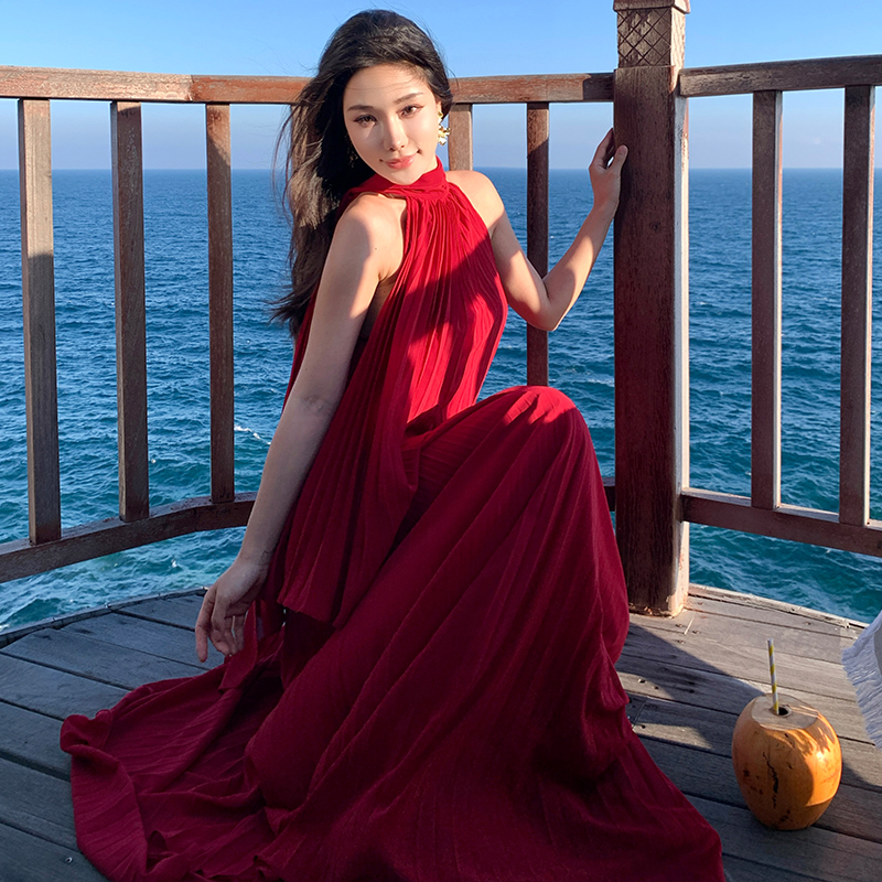 Chiffon streamer long skirt vacation tops a set