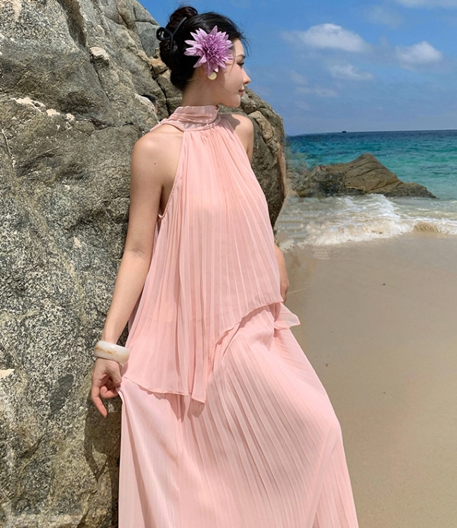 Chiffon streamer long skirt vacation tops a set