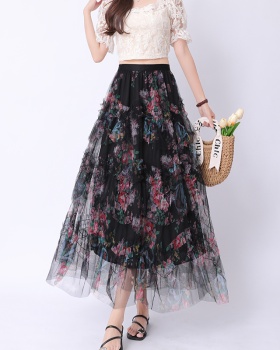 High waist gauze long skirt summer skirt for women