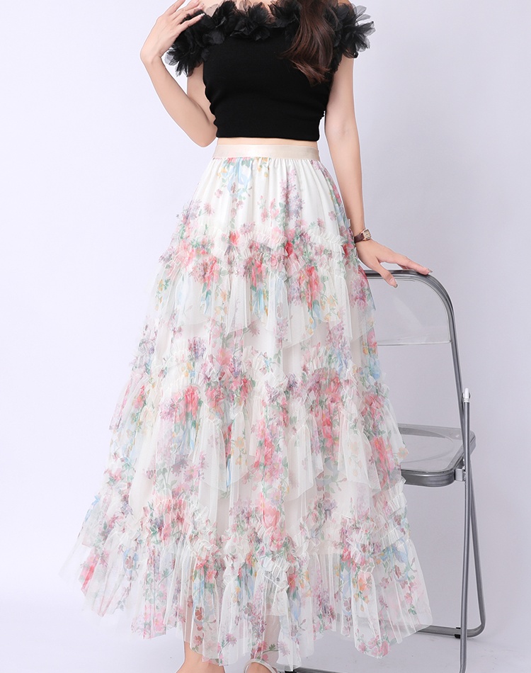 High waist gauze long skirt summer skirt for women