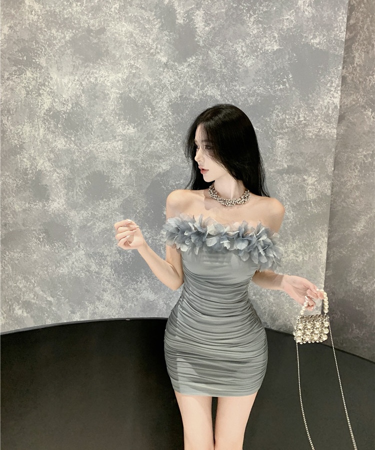 Package hip spicegirl short horizontal collar dress