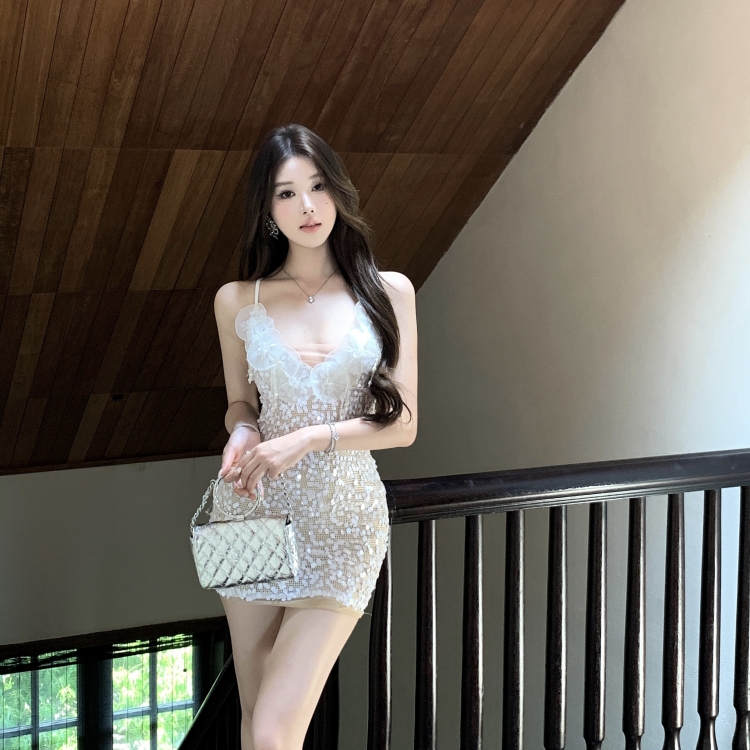 Slim short dress package hip sequins formal dress
