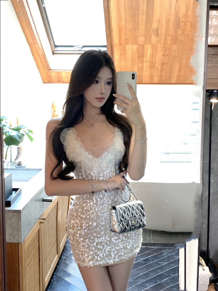 Slim short dress package hip sequins formal dress