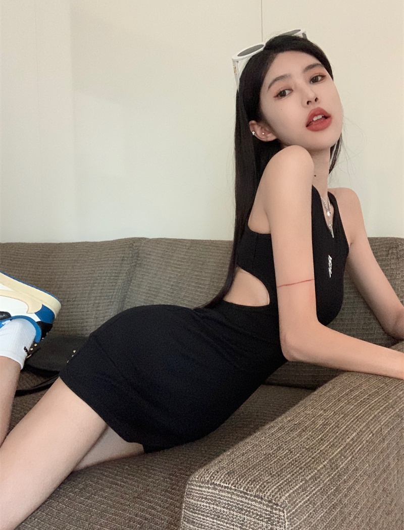 Summer spicegirl sexy dress back hollow embroidery vest