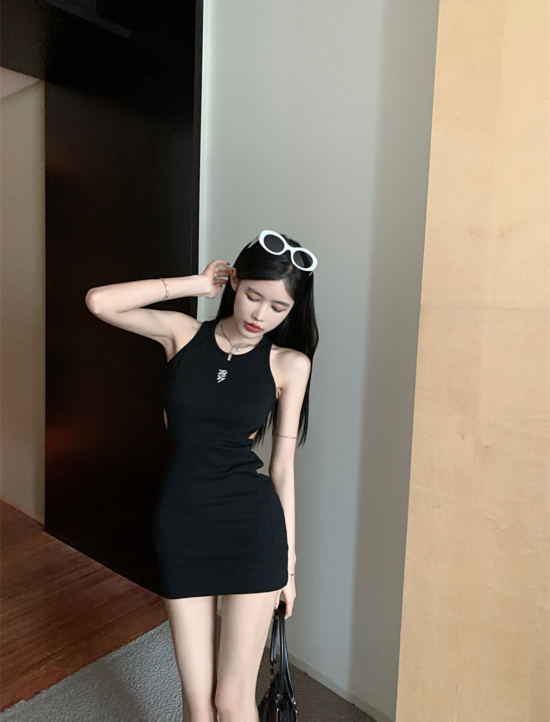 Summer spicegirl sexy dress back hollow embroidery vest