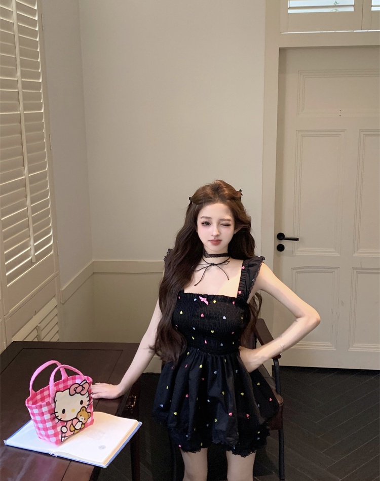 Embroidery doll shirt shorts a set for women